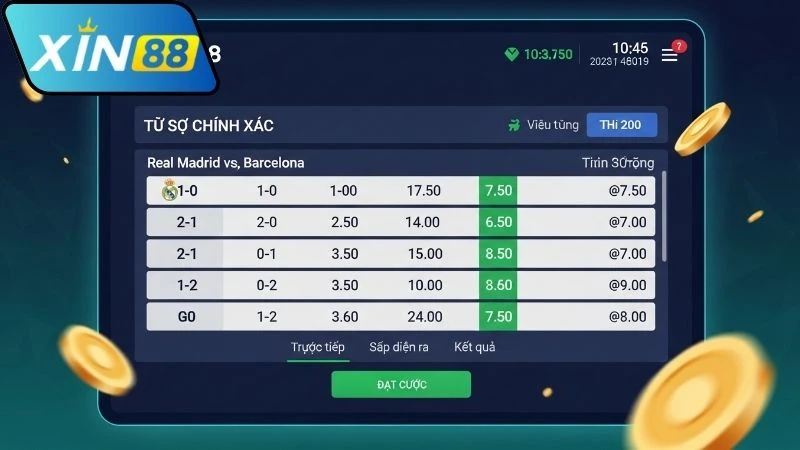 Cách chơi kèo tỷ số chính xác trên Xin88